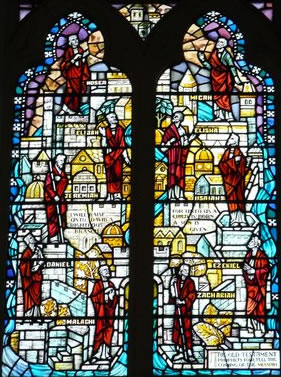 The prophets in the window to the left of the high altar
