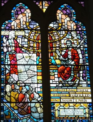 Window showing Jesus reading from Isaiah's prophecies about him